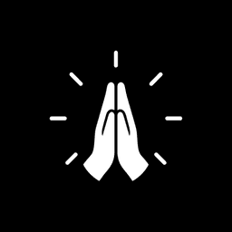 Blessy app icon: joined hands radiating light on a black field